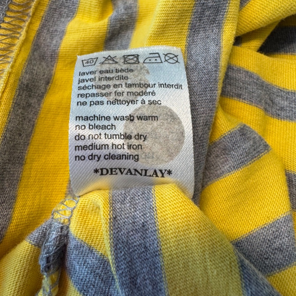 Lacoste Men's V Neck Stripe S/S T-Shirt Yellow Gray Medium - Picture 6 of 6